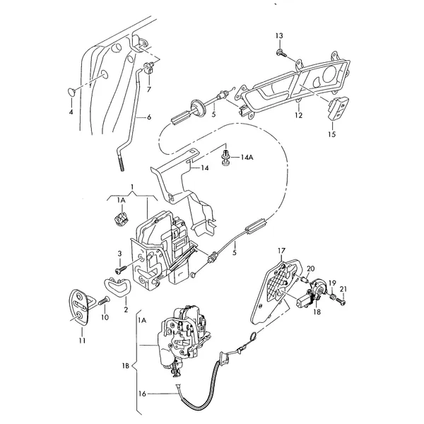 Внутр. ручка двери Замок двери