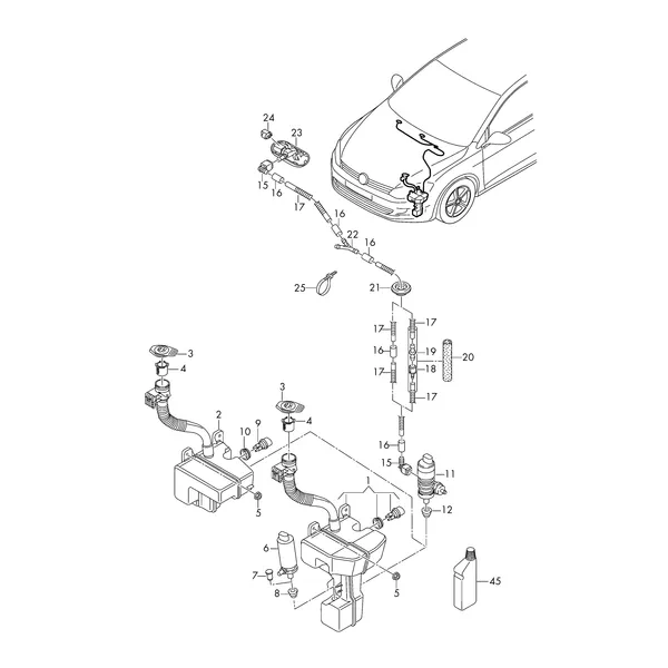Бачок д/омыв.жидкости и детали