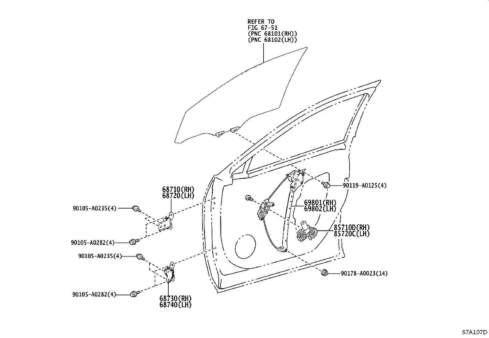 FRONT DOOR WINDOW REGULATOR & HINGE