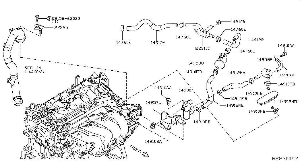 Трубопровод вакуумного устройства управления двигателем; EVAP PIPING