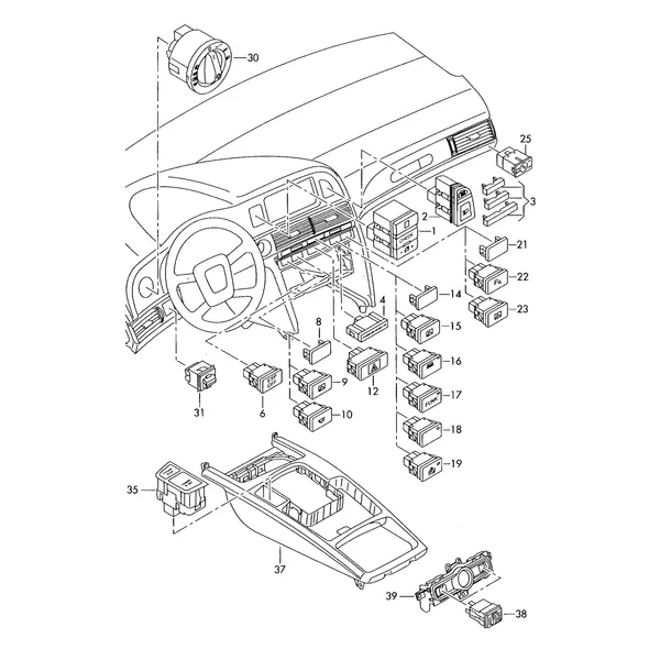 Выключатель в панели приборов Выключатель фар Выключатель в централ. консоли