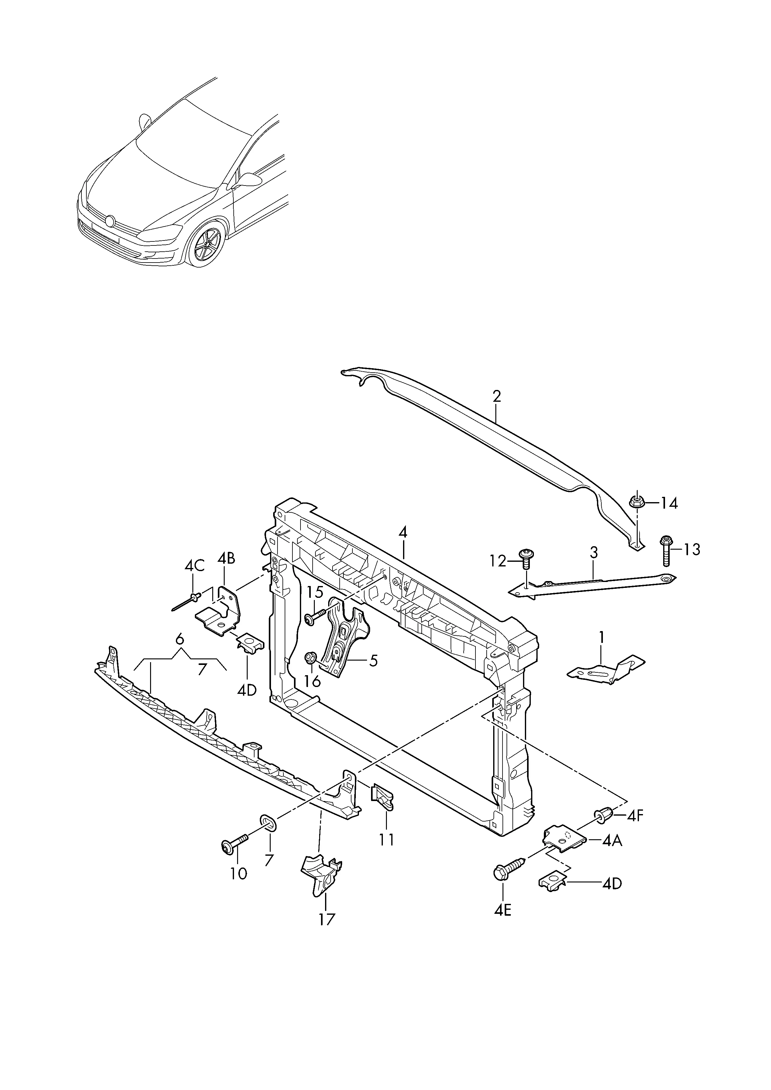 Передняя несущая панель с креплением для радиатора ОЖ