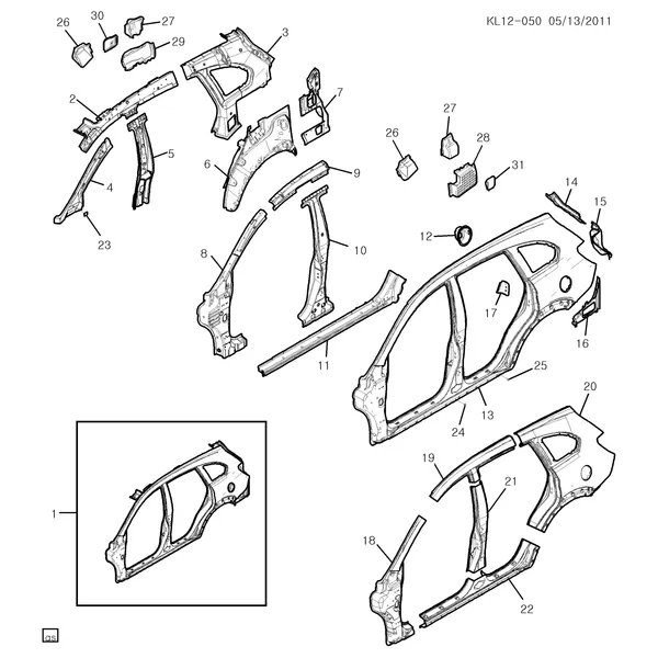 ЛИСТОВОЙ МЕТАЛЛ КУЗОВА PART 2 БОКОВАЯ РАМА