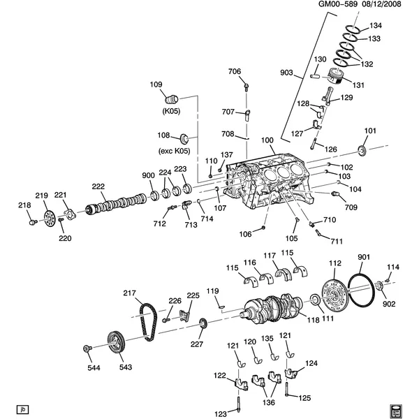 ENGINE ASM-3.4L V6 PART 1 CYLINDER BLOCK & INTERNAL PARTS (LNJ/3.4F)