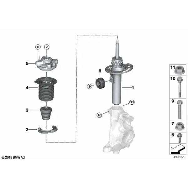 Передняя амортизационная стойка и дополнительные элементы