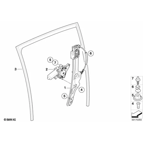 Механизм перемещения стекла двери Зд