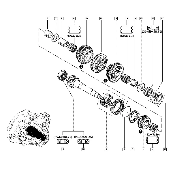Шестерни коробки передач