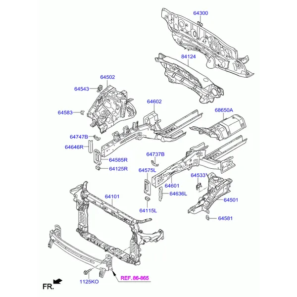 Подкрылок и панель крепления радиатора