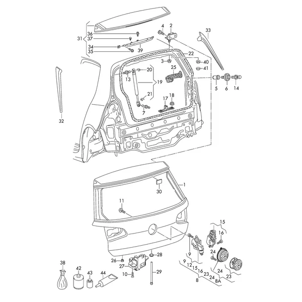 Крышка багажного отсека Замок Спойлер на крыше