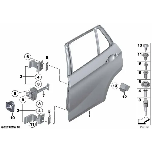 Задняя дверь - петля/ограничитель двери