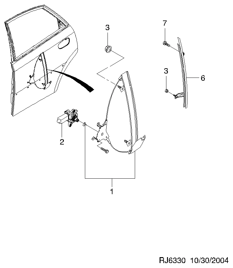УСТРОЙСТВО ПЕРЕМЕЩЕНИЯ СТЕКЛА ЗАДНЕГО БОКОВОГО ОКНА (6330)