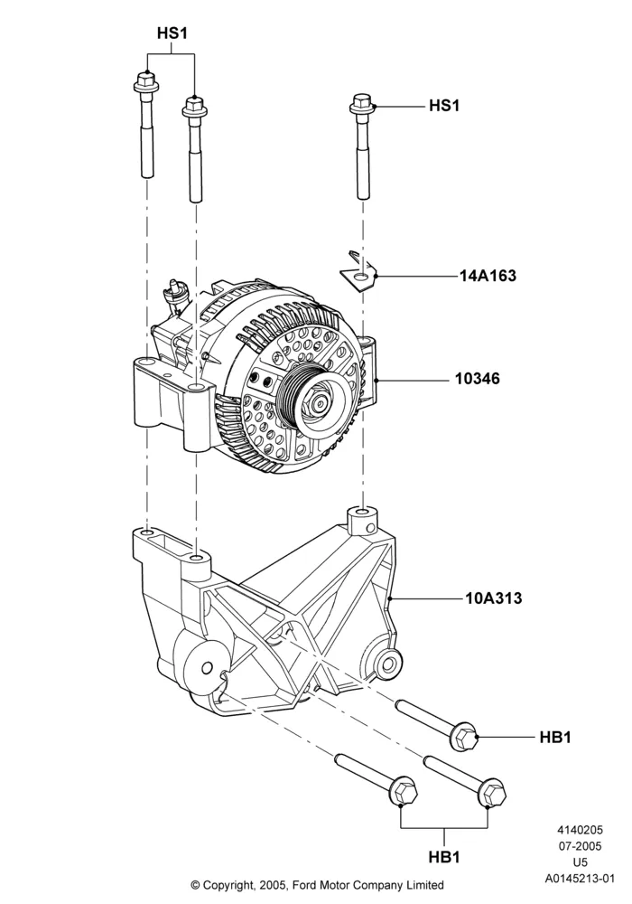05C - Alternator and Mountings, 4.0L V6 12V SOHC EFI; 19/JUL/2005-16/DEC/2010