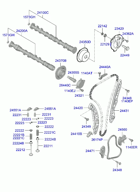 Распределительный вал и клапаны