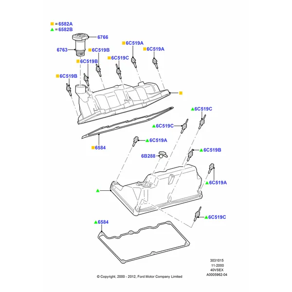 15B - Cylinder Head Cover, 4.0L V6 12V SOHC EFI; 13/NOV/2000-16/DEC/2010