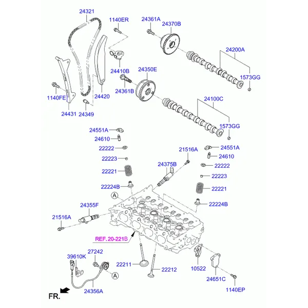 Распределительный вал и клапаны