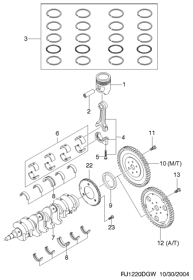 КОЛЕНЧАТЫЙ ВАЛ И ПОРШЕНЬ(FAM I) (1220)