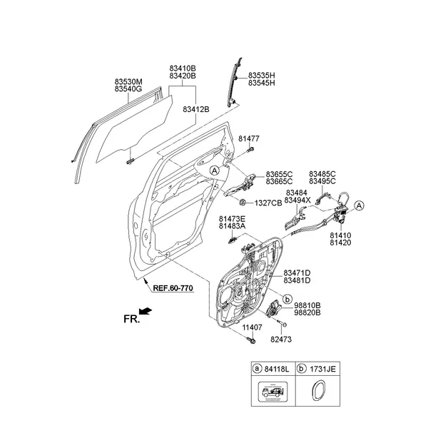 REAR DOOR WINDOW REGULATOR & GLASS