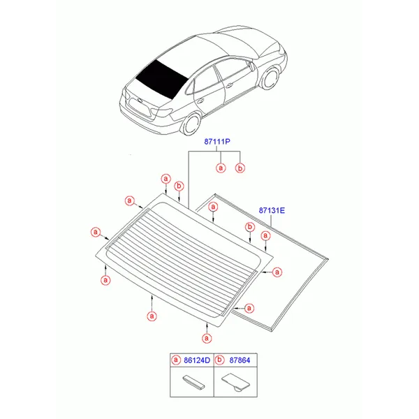 стекло заднее и молдинг