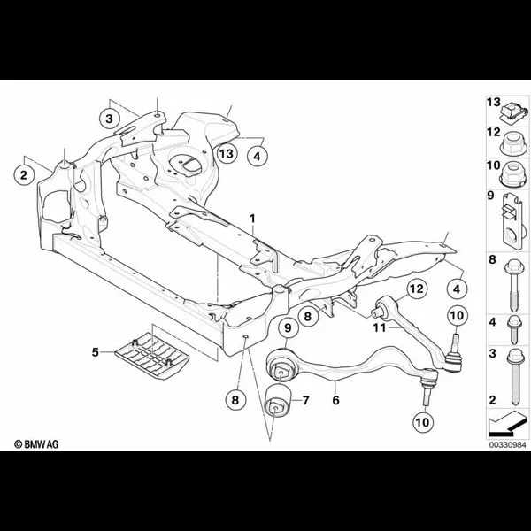 Балка пер.моста, попер.рычаг подв./тяга