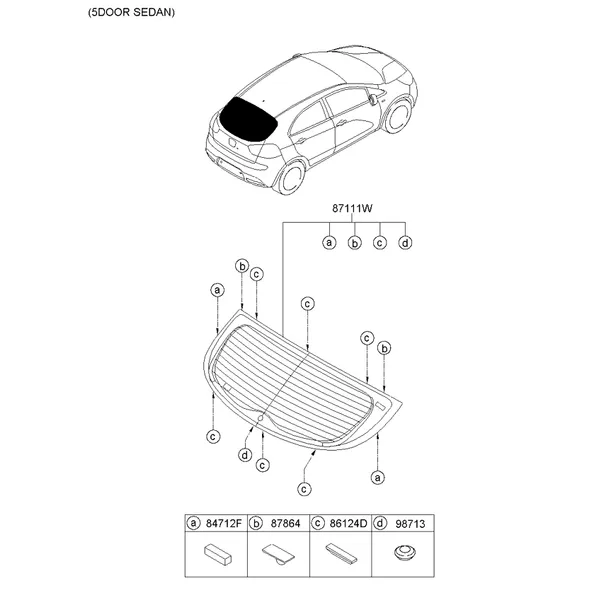 стекло заднее и молдинг