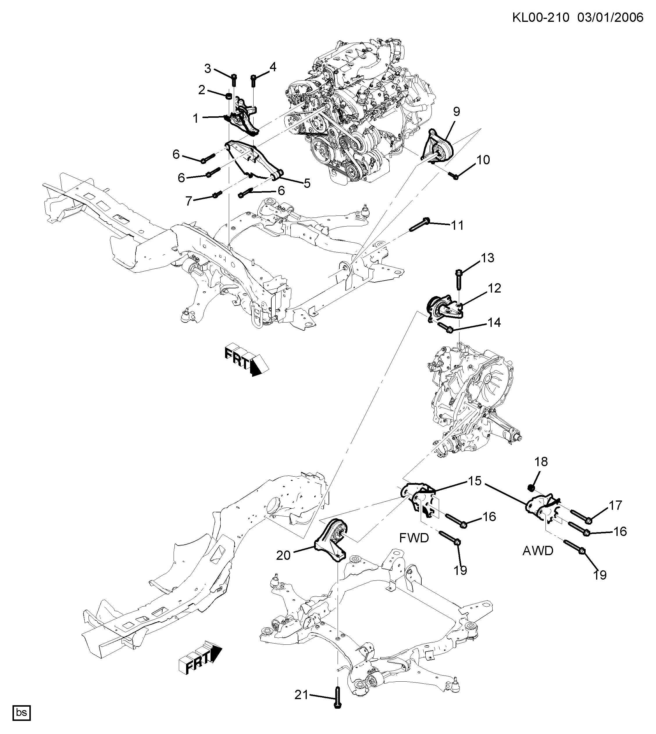 КРЕПЛЕНИЕ ДВИГАТЕЛЯ И КОРОБКИ ПЕРЕДАЧ (LU1/3.2G)