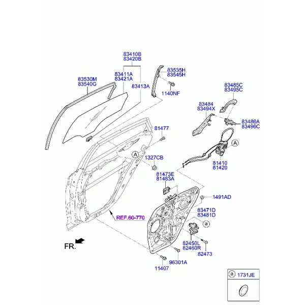 регулятор стекла и стекло задней двери