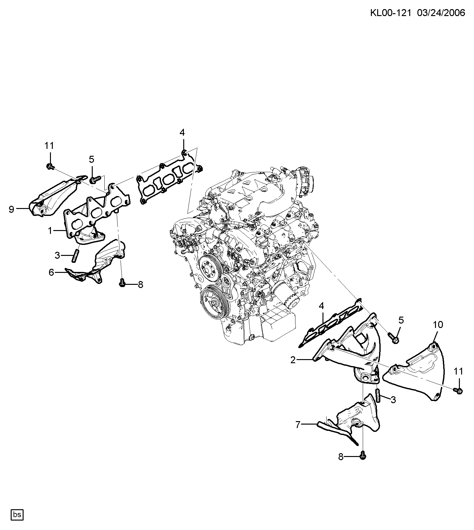 ДВИГ. СБ. 3.2 Л V6 ДЕТАЛЬ 13 ВЫПУСКНОЙ КОЛЛЕКТОР (LU1/3.2G)