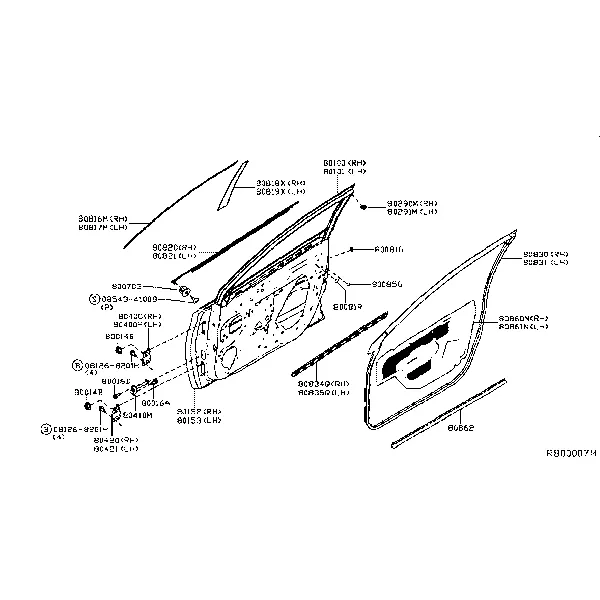 Панель и крепления передней двери