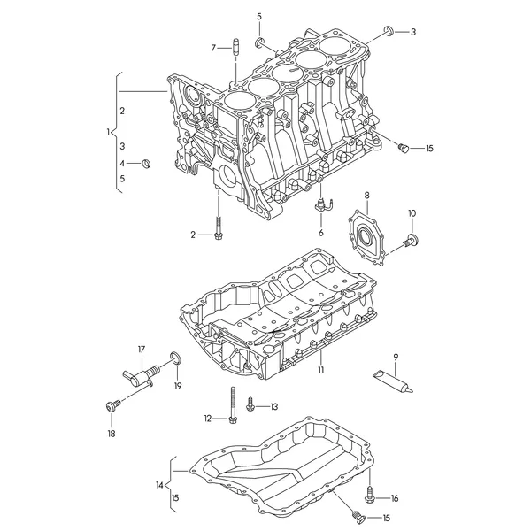 Блок цилиндров Масляный поддон