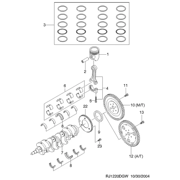 КОЛЕНЧАТЫЙ ВАЛ И ПОРШЕНЬ(FAM I) (1220)