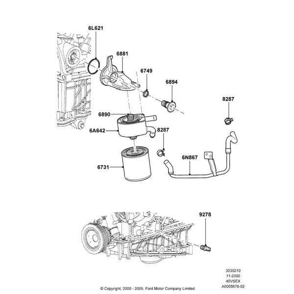 10B - Oil Cooler and Filter, 4.0L V6 12V SOHC EFI; 13/NOV/2000-16/DEC/2010
