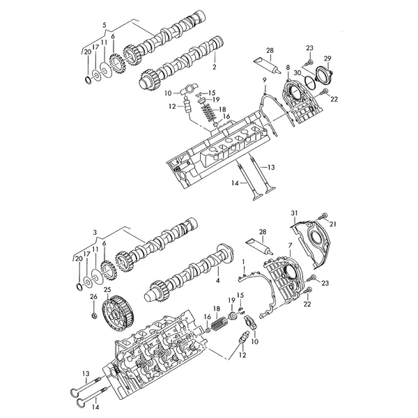 Распределительный вал, клапаны