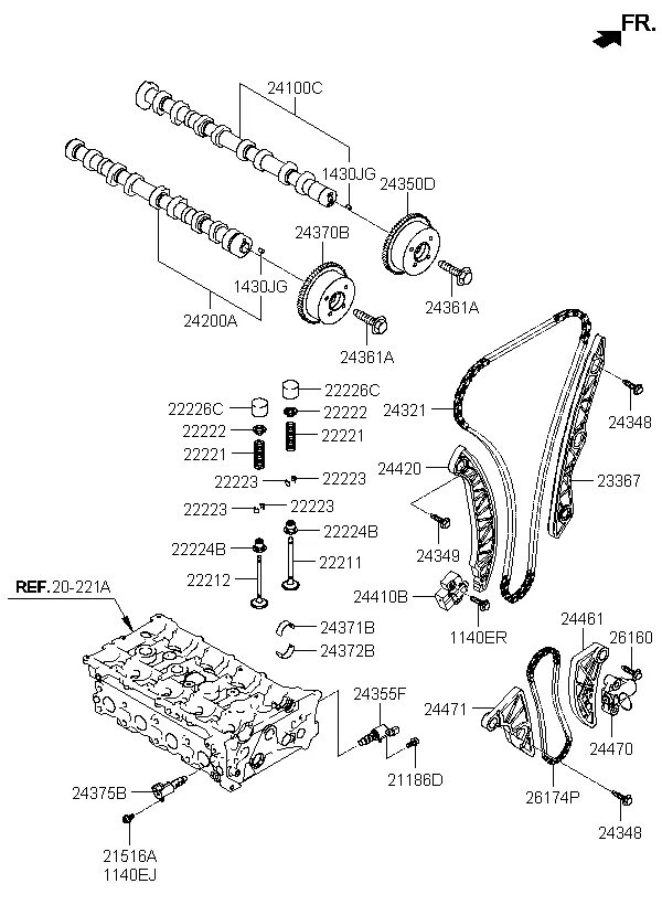 Распределительный вал и клапаны