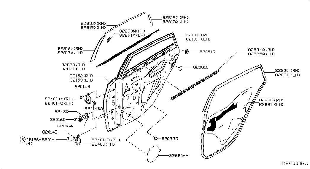 Панель задней двери и крепления
