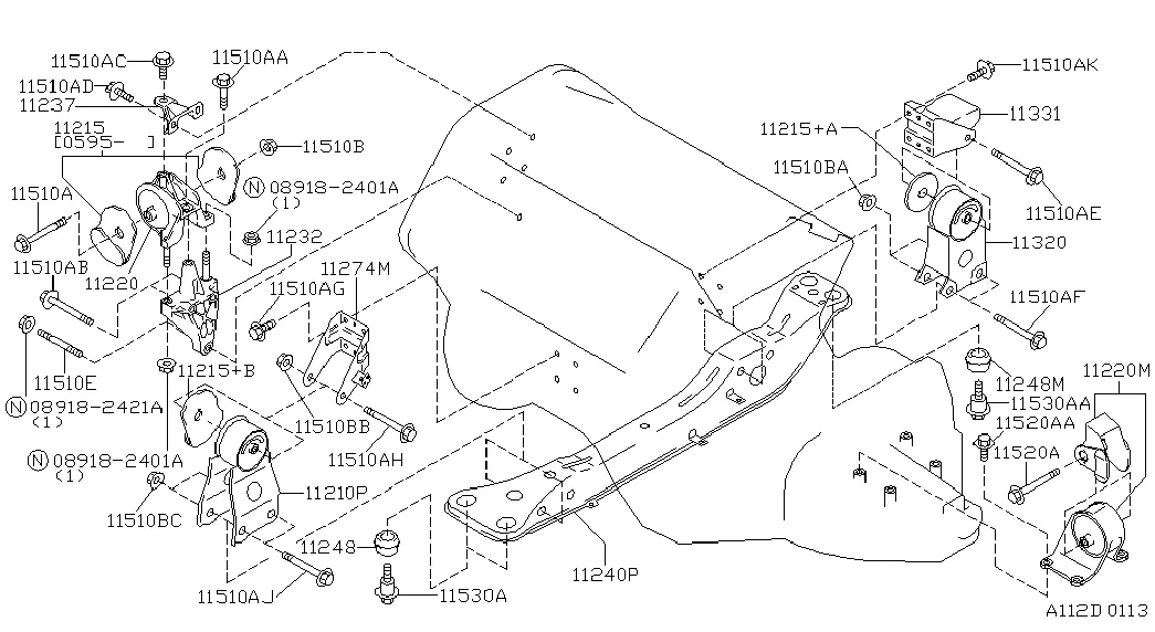 Двигатель, крепление трансмиссии
