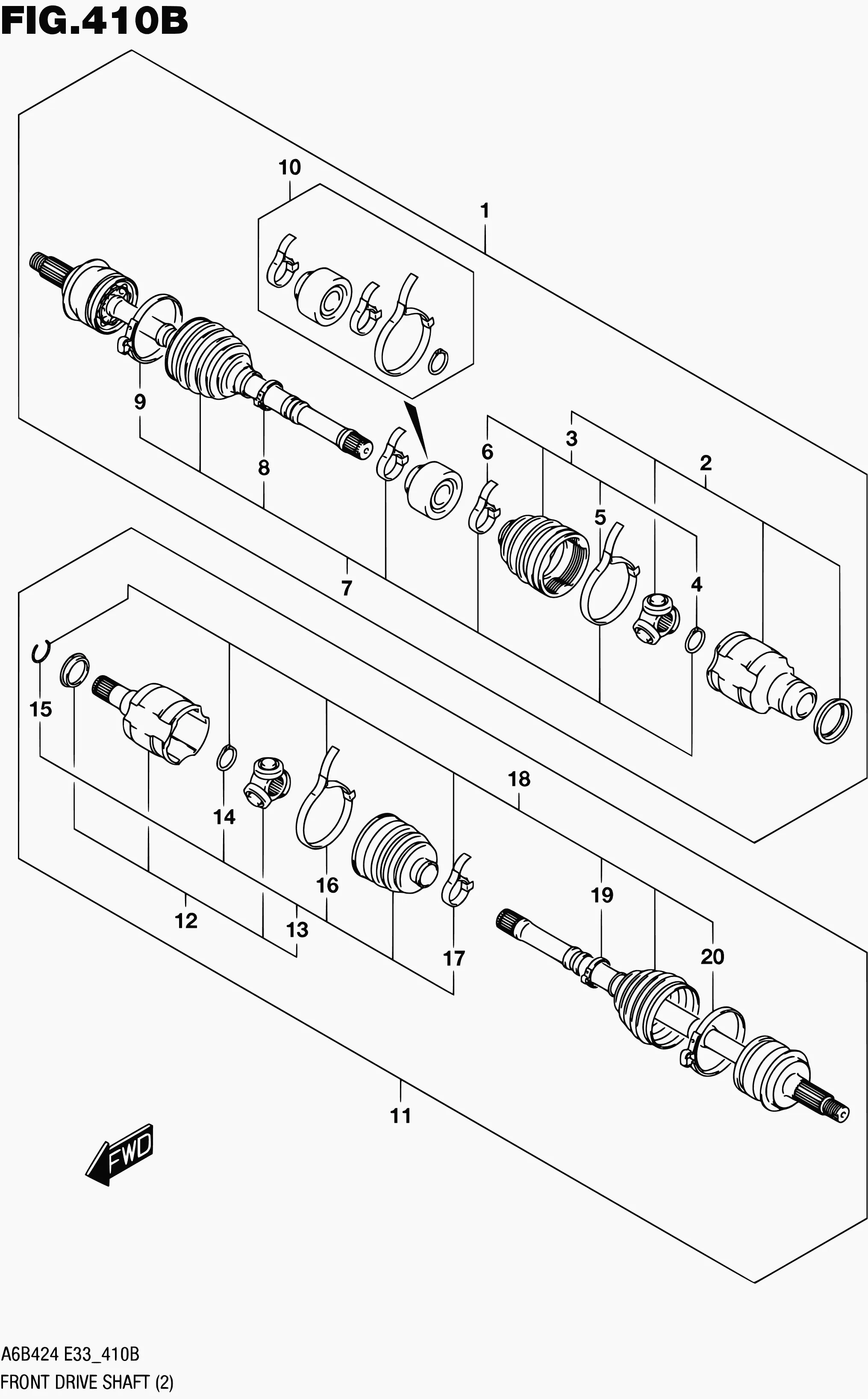 410B - ПЕРЕДНИЙ ПРИВОДНОЙ ВАЛ (2WD:CVT)
