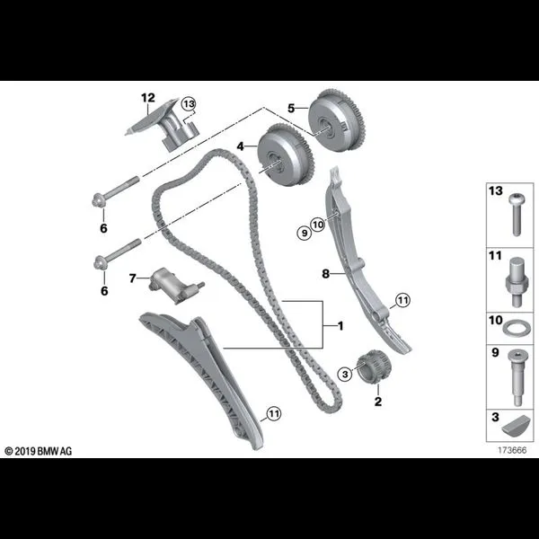 Приводная цепь мех.газораспред.цил.1-4