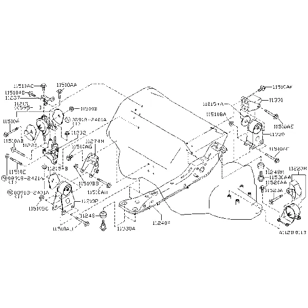 Двигатель, крепление трансмиссии