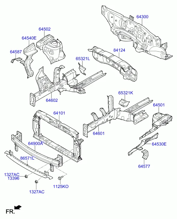 Подкрылок и панель крепления радиатора