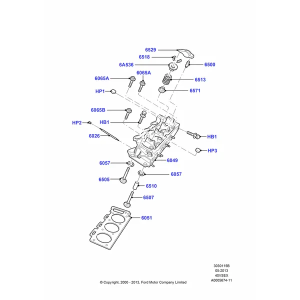 15B - Cylinder Head, 4.0L V6 12V SOHC EFI; 13/NOV/2000-16/DEC/2010