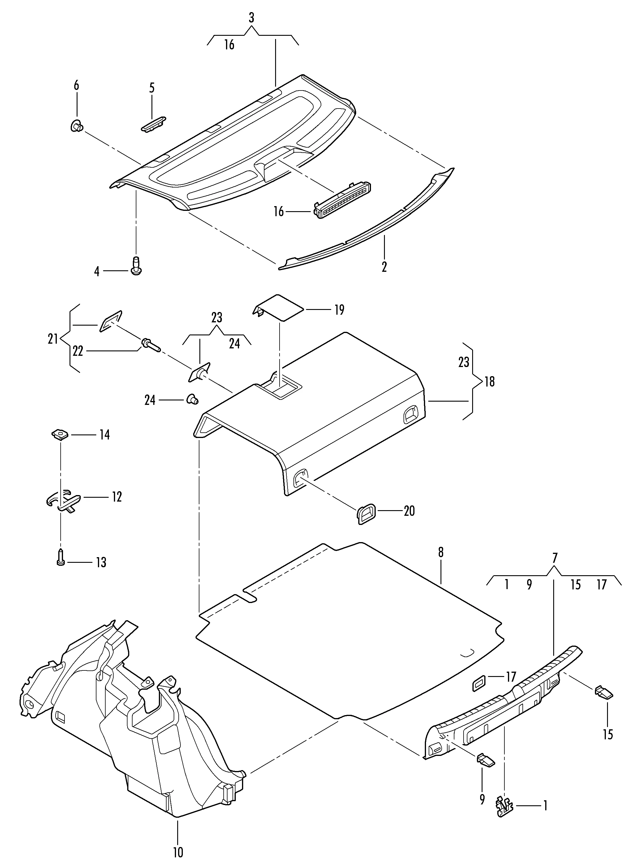 Обшивки багажника Обивка задней полки