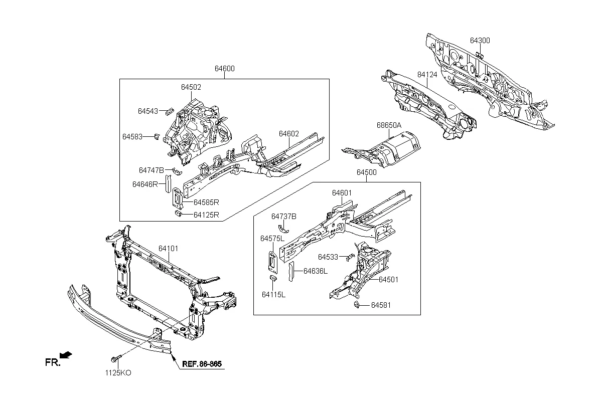 Подкрылок и панель крепления радиатора