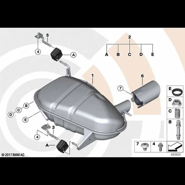 Задний глушитель и монтажный комплект