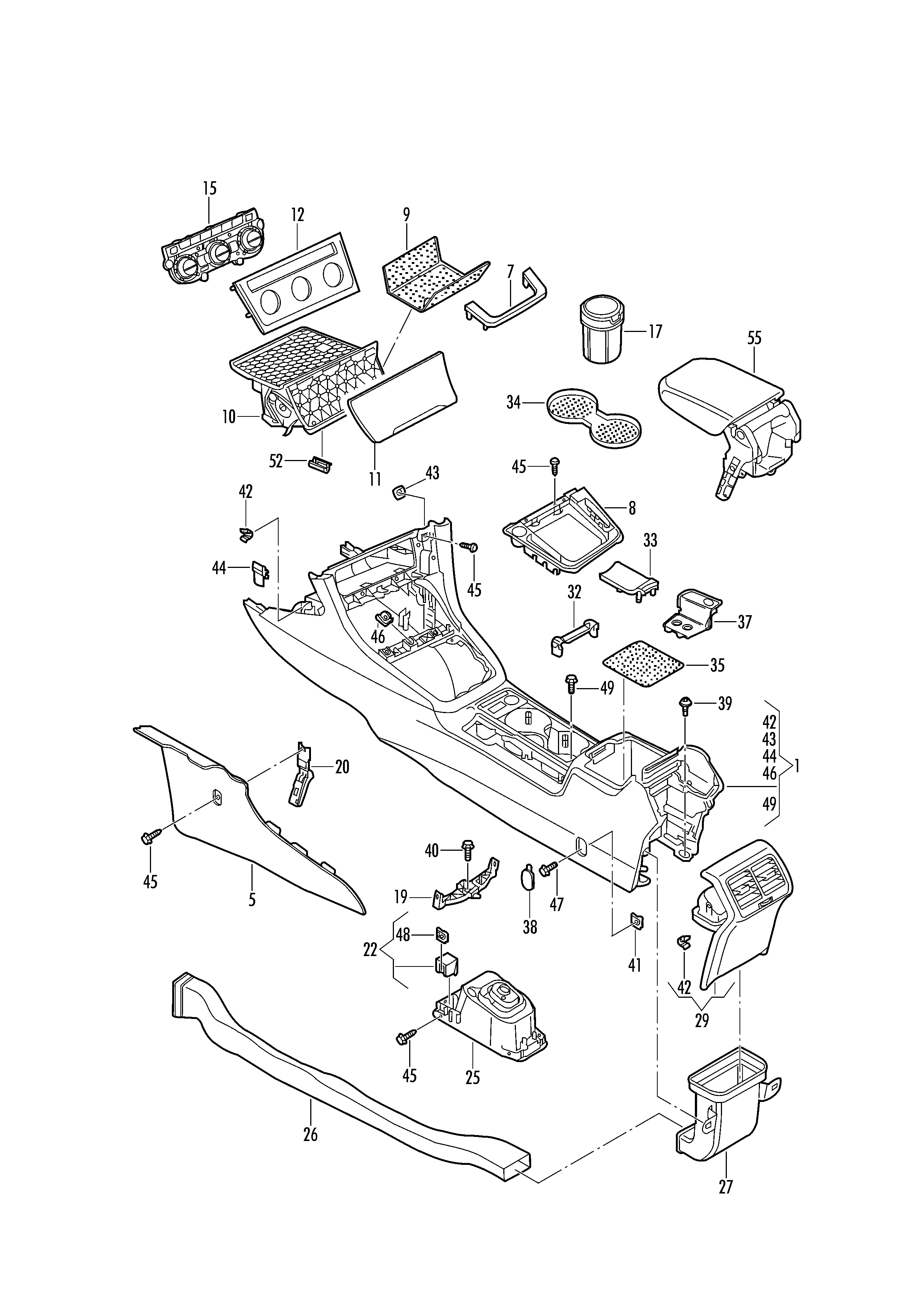 Центральная консоль Вещевое отделение Пепельница с корпусом