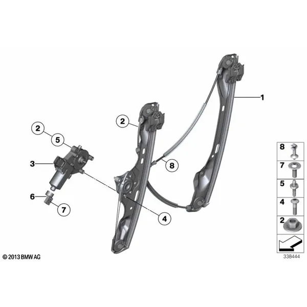 Механизм перемещения стекла двери Пд