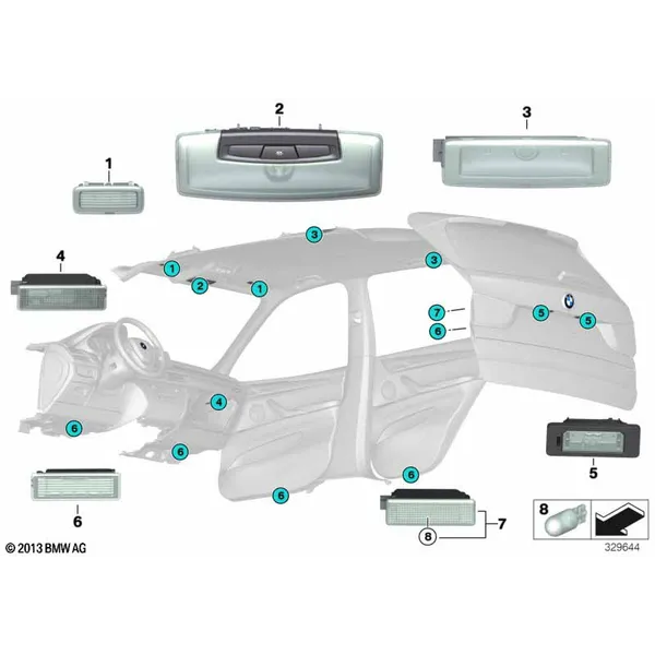 Светильн.осв.салона пан.крыши/баг.дверь
