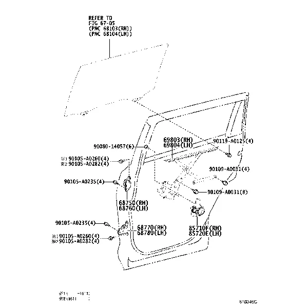 REAR DOOR WINDOW REGULATOR & HINGE