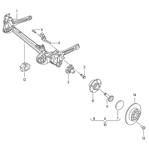 Балка заднего моста с деталями