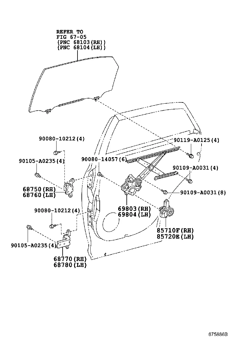 REAR DOOR WINDOW REGULATOR & HINGE