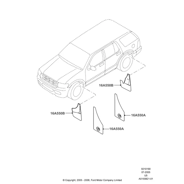 90XA - Mudflaps, Accessory Splash Guards; 19/JUL/2005-16/DEC/2010